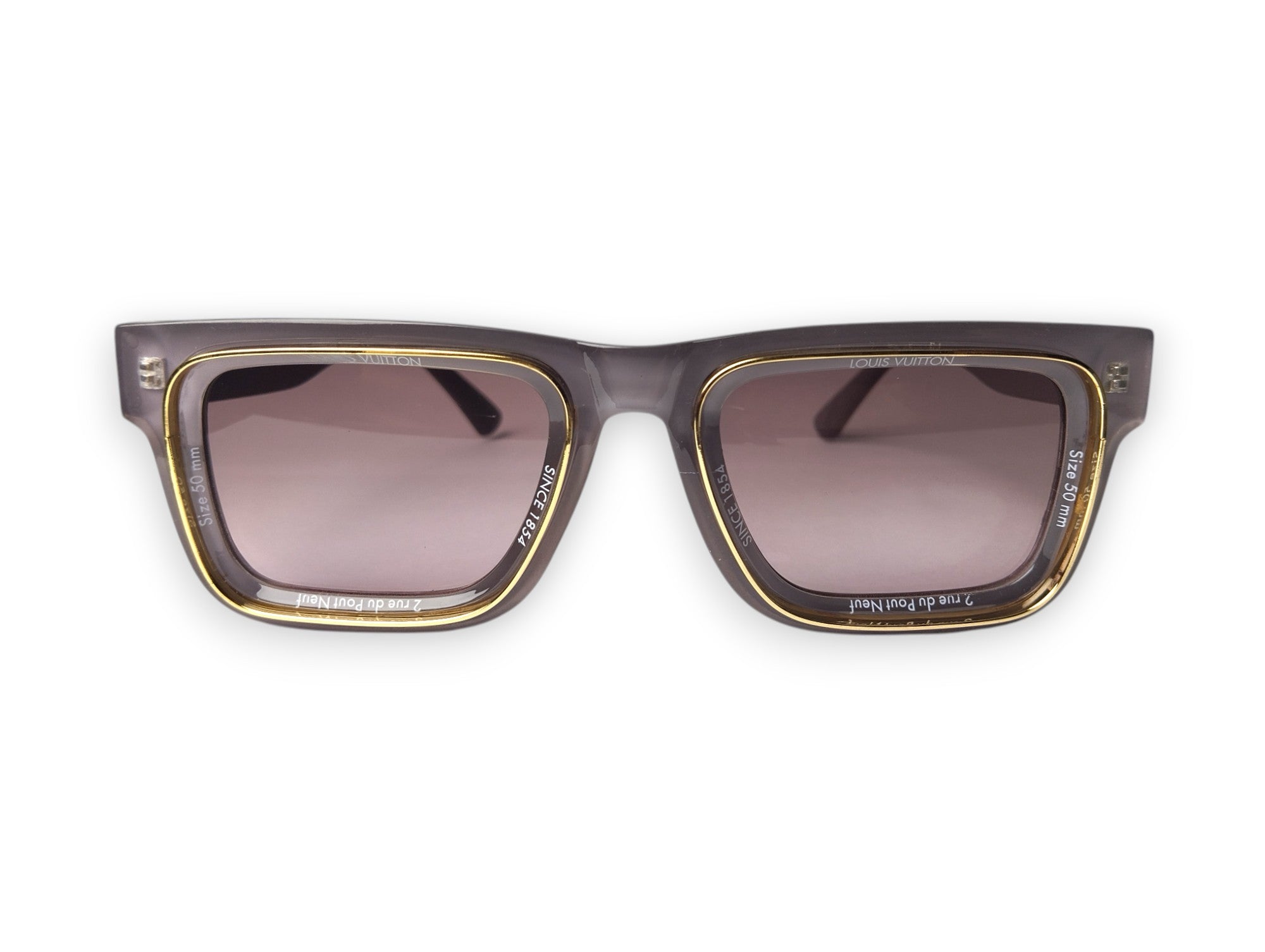 Louis Vuitton-Inspired Dark Grey Square Sunglasses