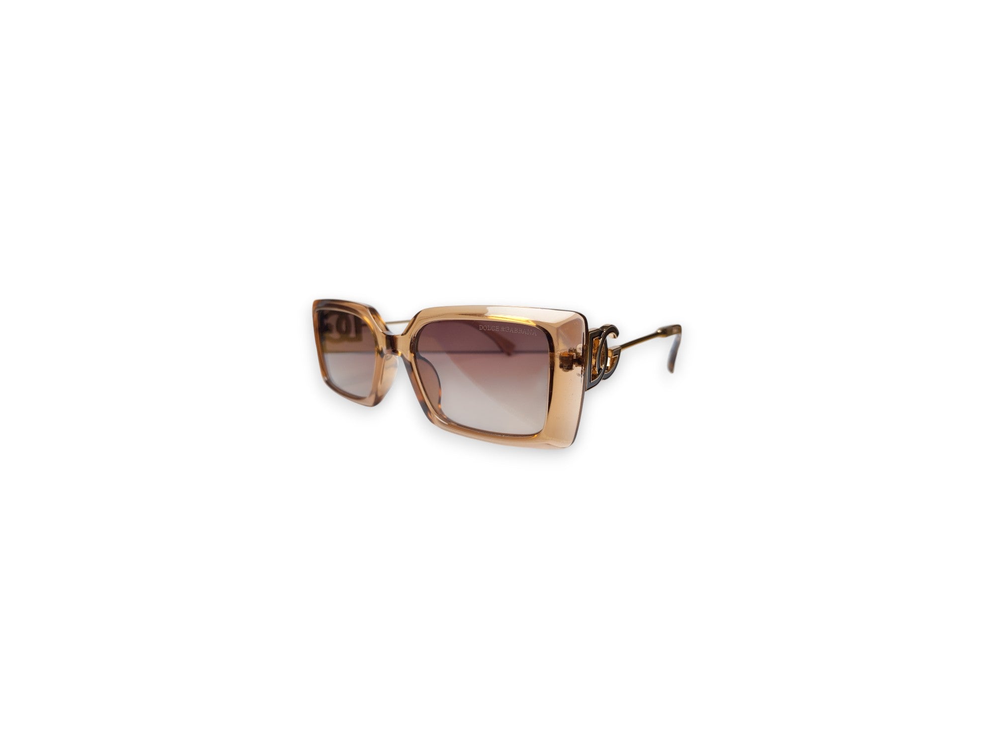 Dolce & Gabbana Aviator Sunglasses with Gold Accents and Brown Gradient Lenses