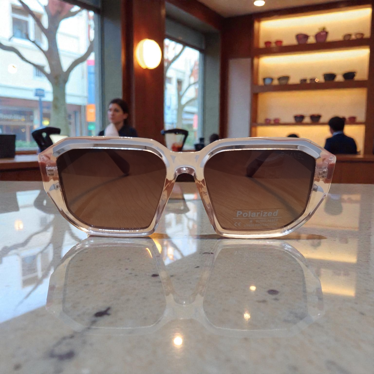 Chanel pink Oversized Square Sunglasses – Gradient Light pink Lens (Polarized)