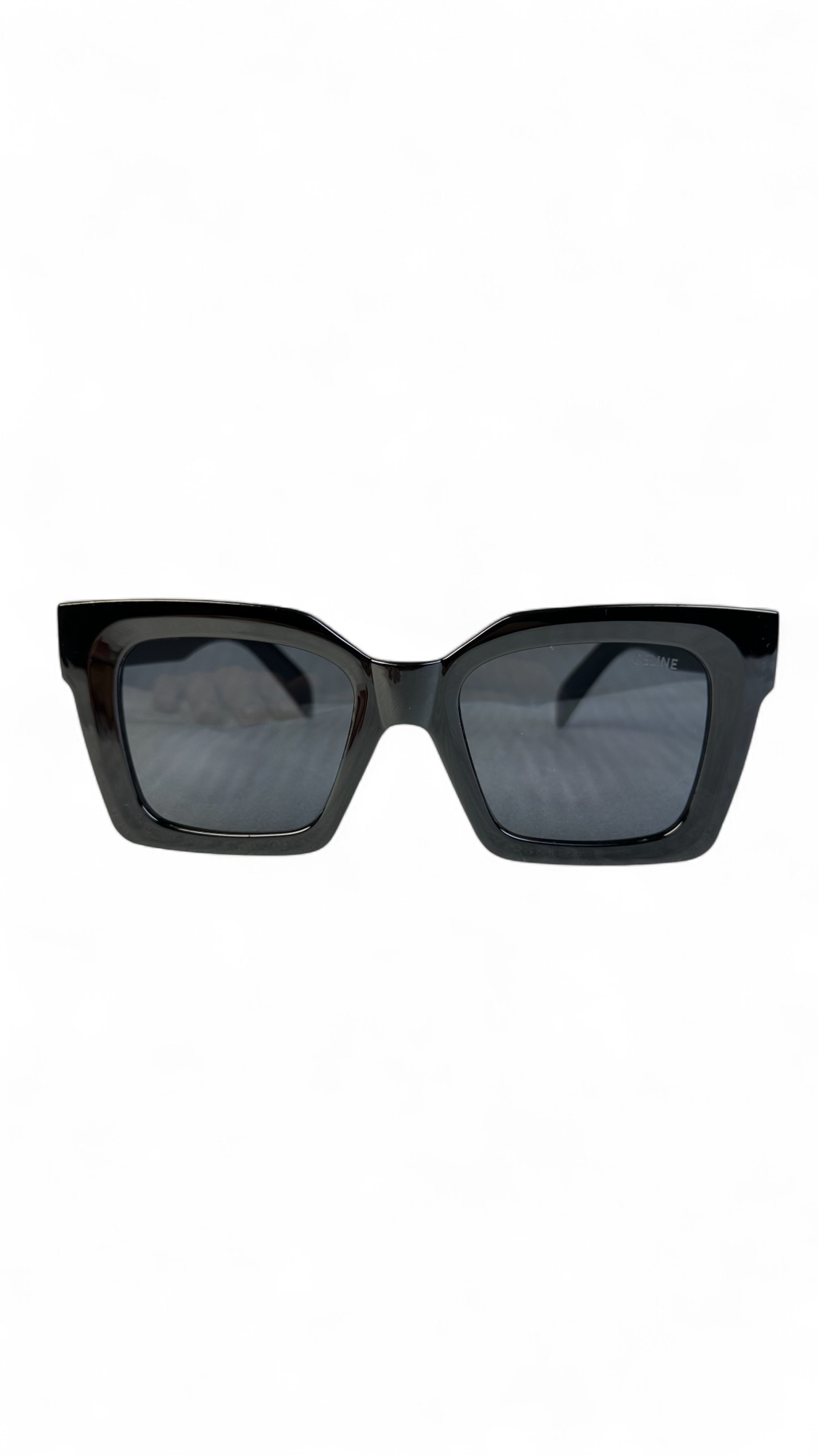 Celine Bold Cat-Eye Sunglasses – Glossy Black with Grey Lenses