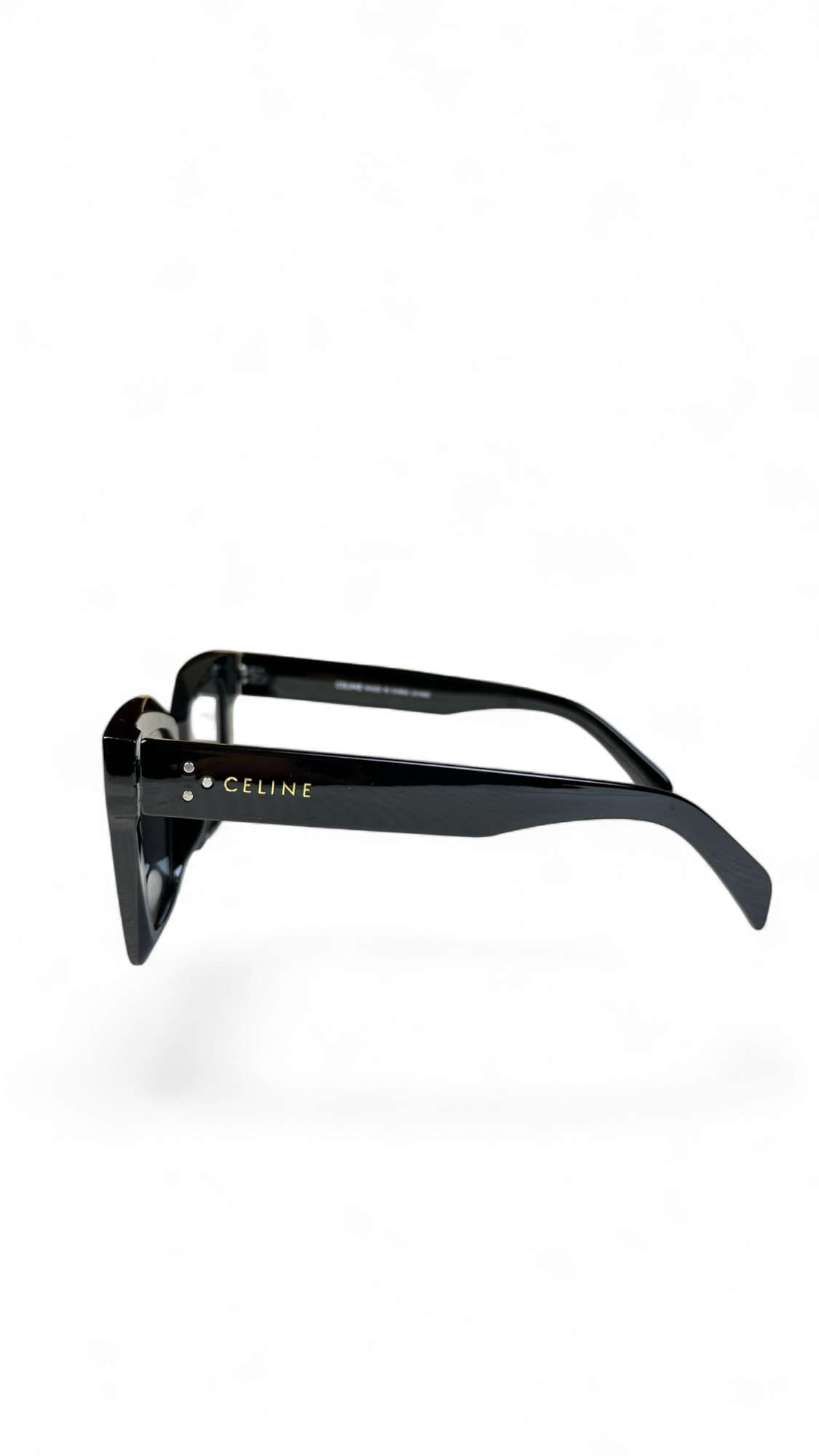 Celine Bold Cat-Eye Sunglasses – Glossy Black with Grey Lenses