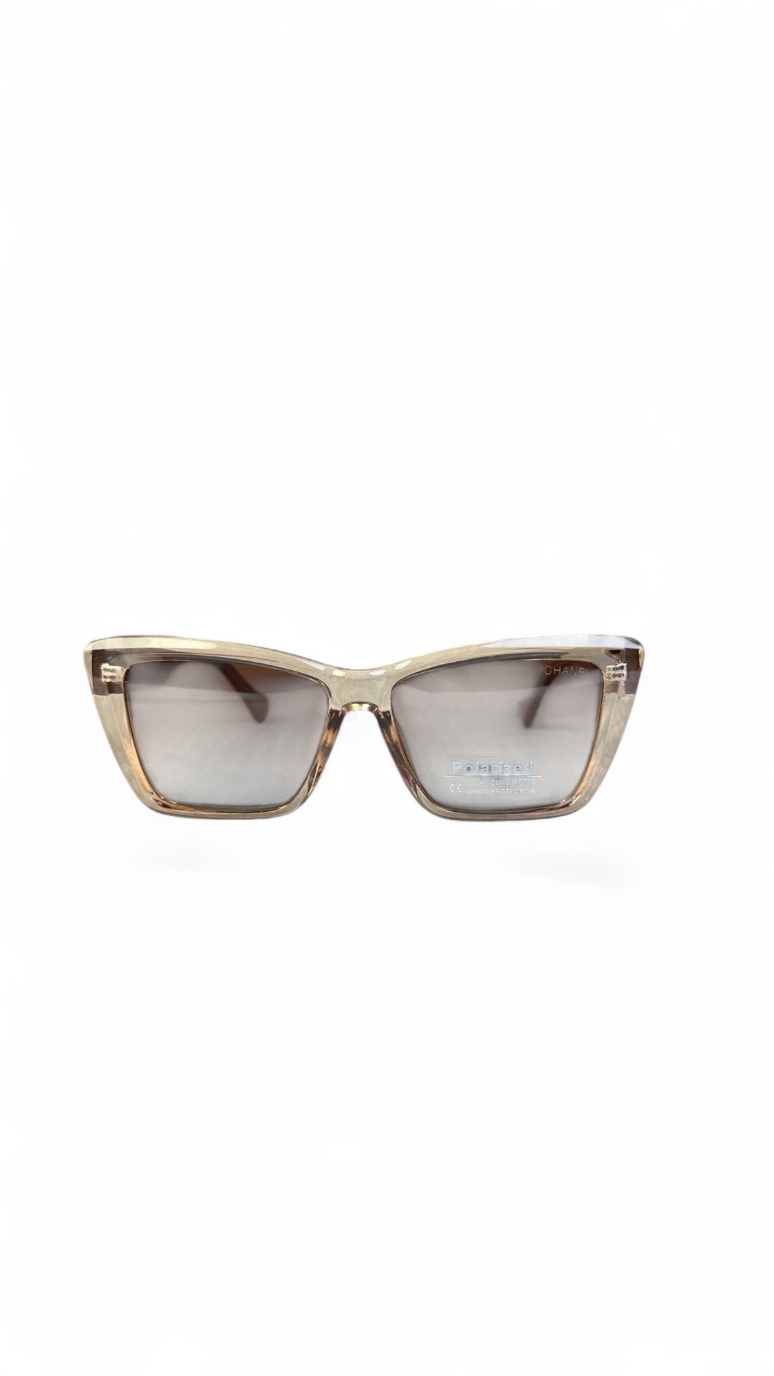 Chanel Square Oversized Sunglasses – Beige & Blue Accent – Polarized UV400