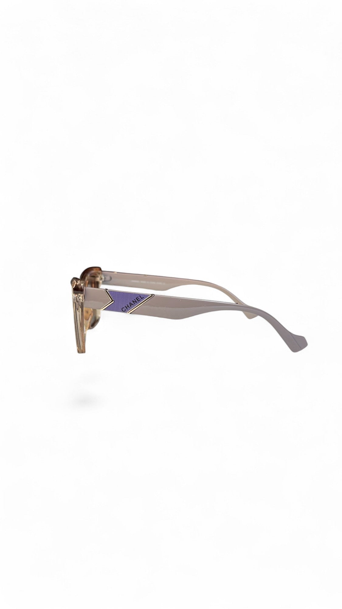 Chanel Square Oversized Sunglasses – Beige & Blue Accent – Polarized UV400