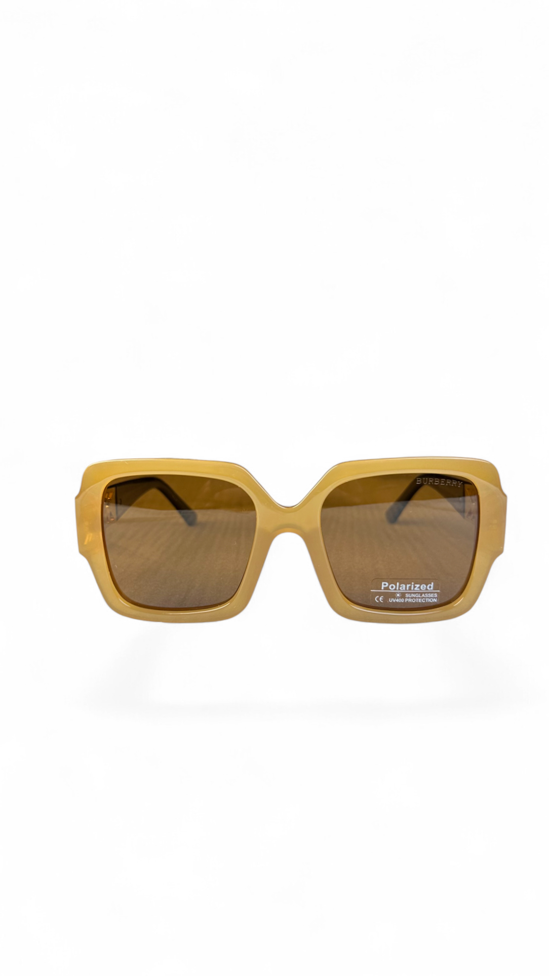 Burberry Bold Yellow & Black Square Sunglasses – Gold Detail, Polarized Lenses