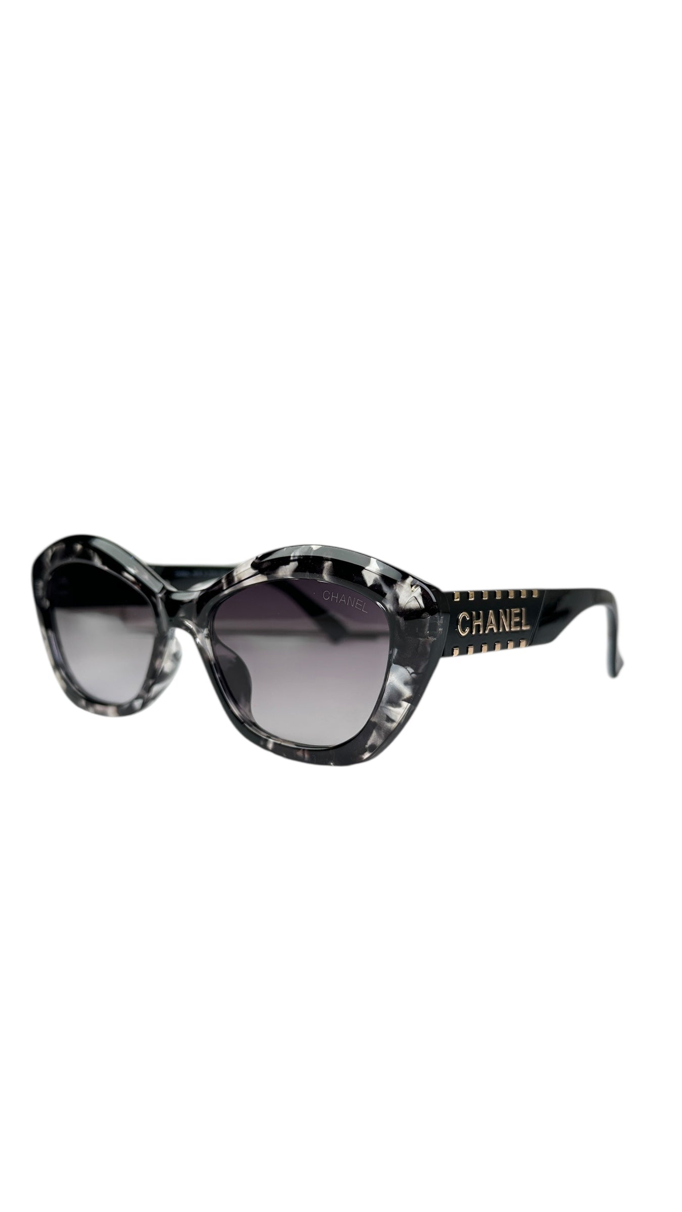 Luxury Cat-Eye Acetate Sunglasses – Black Marble