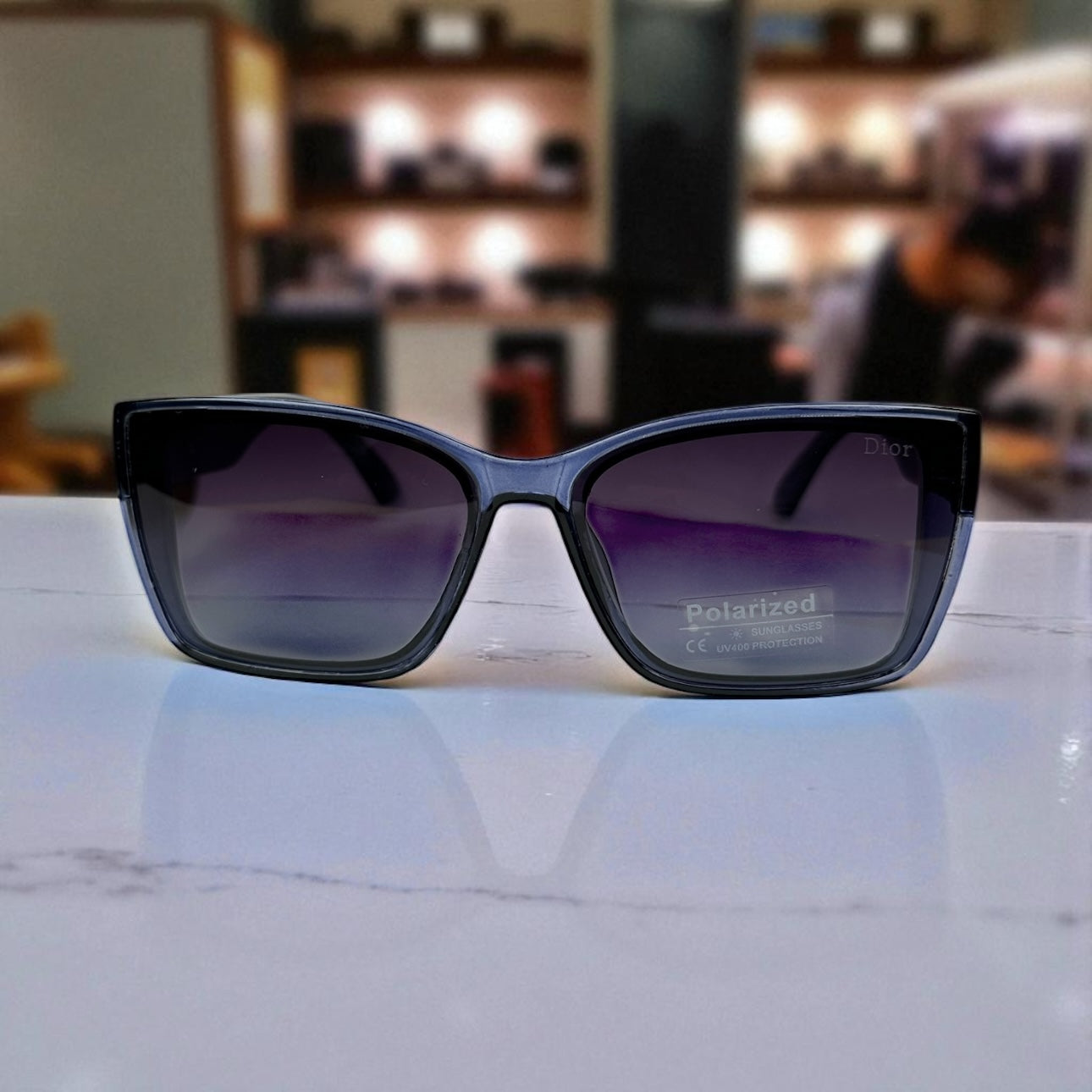 DD Chic Cat-Eye Sunglasses - Blue Acetate Frame Polarized Lenses