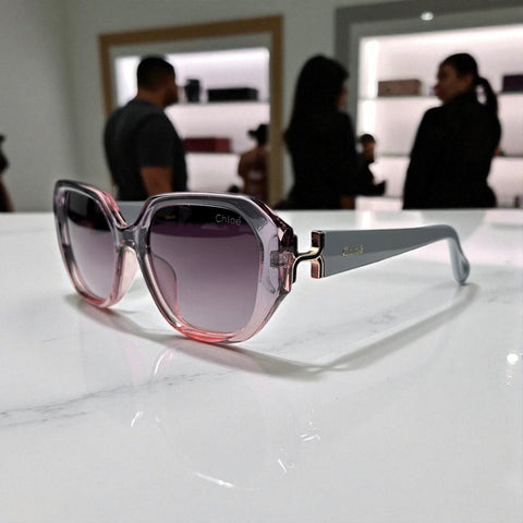 Bohemian Chic: Gradient Chloé Sunglasses with Gold Accents