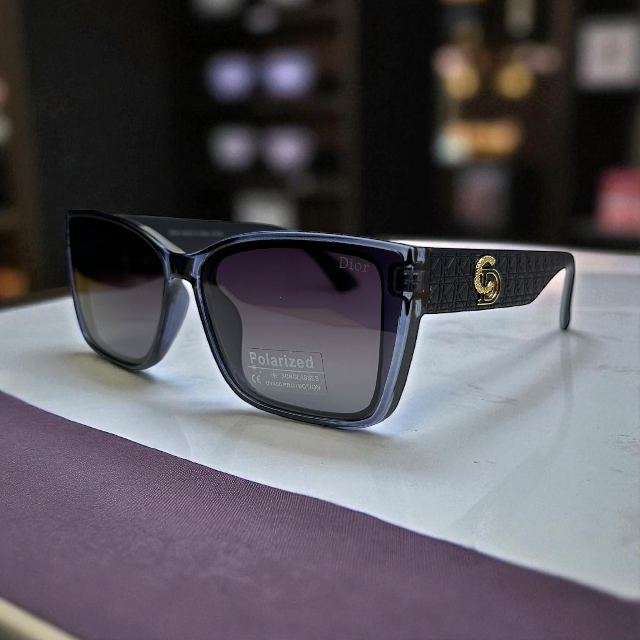 DD Chic Cat-Eye Sunglasses - Blue Acetate Frame Polarized Lenses