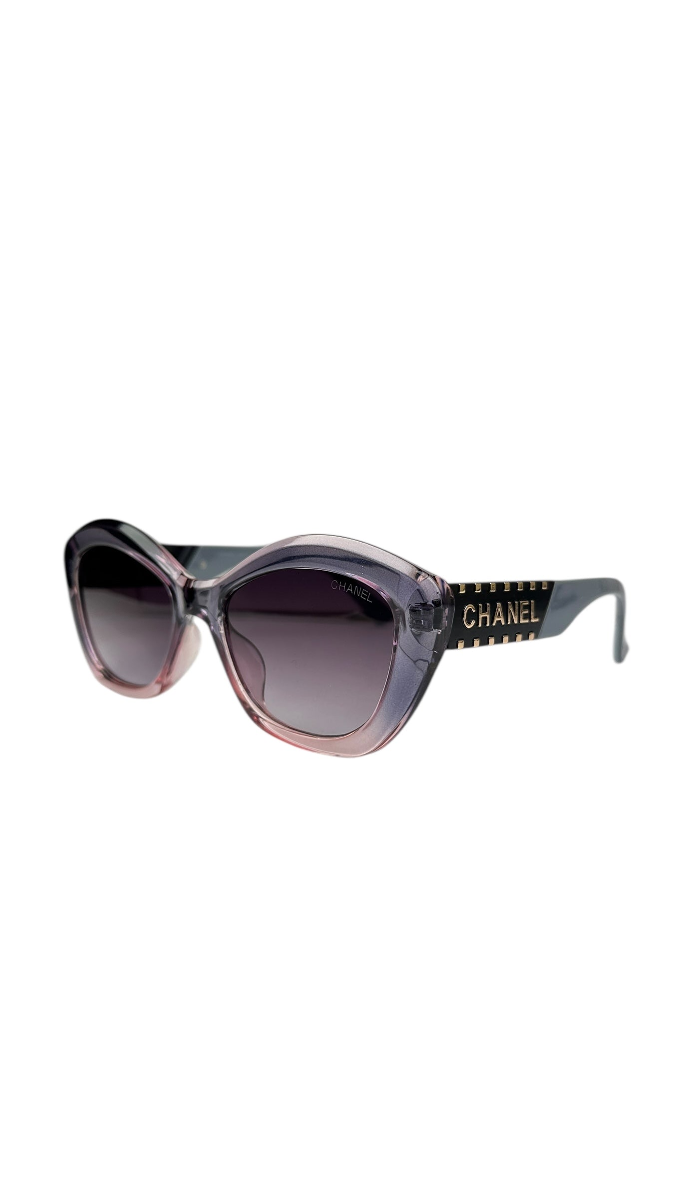 Ch.anel Luxury Grey Cat Eye Sunglasses with Gold Logo Detail