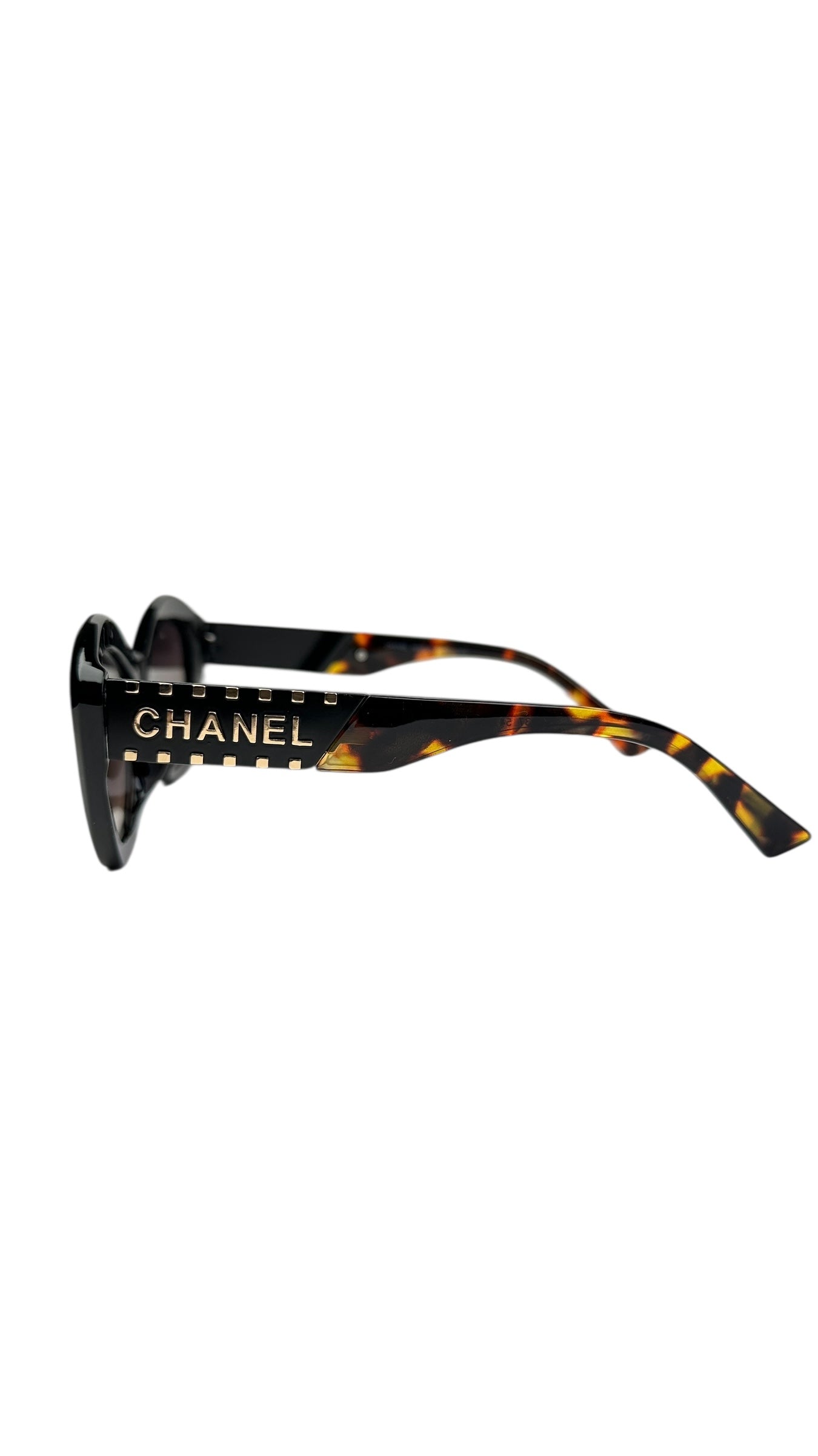 Ch.anel Cat-Eye Acetate Sunglasses with Gold Logo