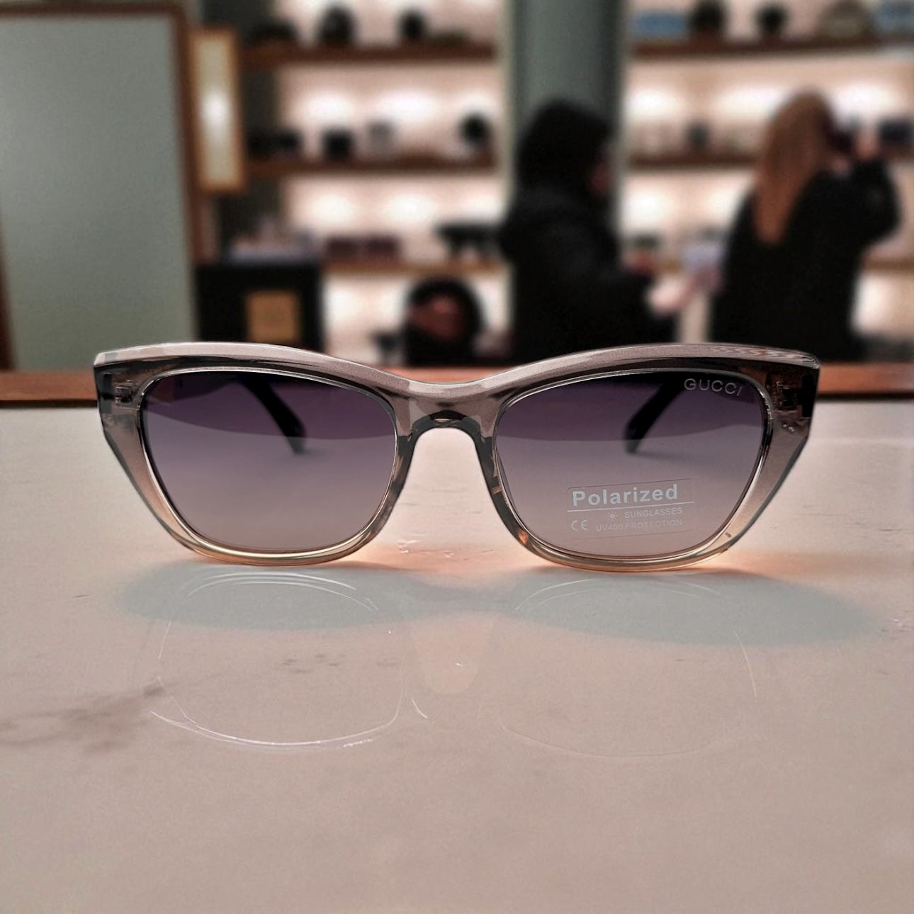 Gu.cci Translucent Cat-Eye Sunglasses with Signature Block Logo