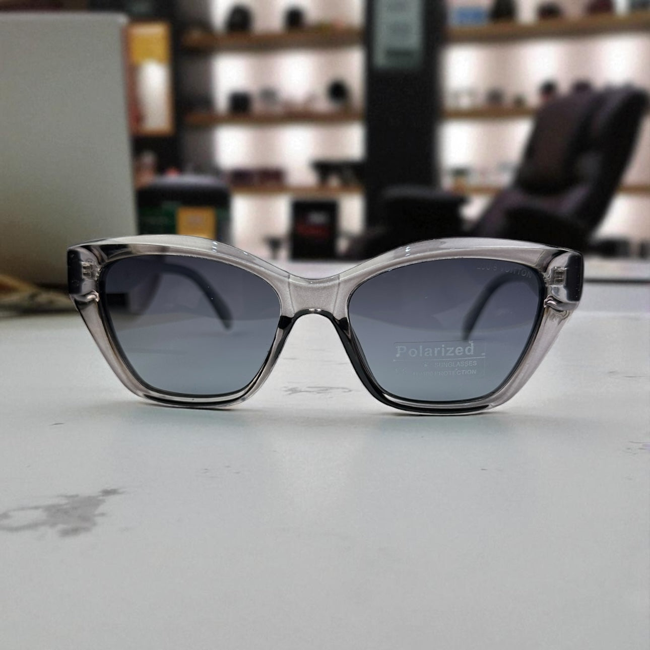 Chic Grey Transparent Cat-Eye Polarized LV Sunglasses