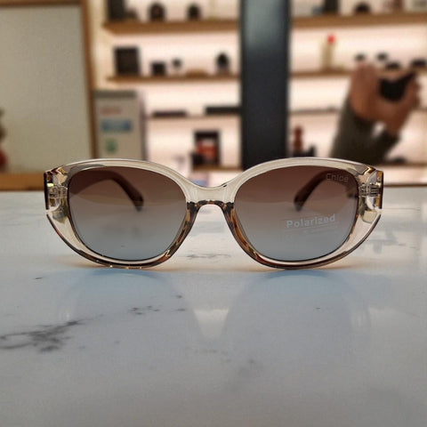 Chloé Round Polarized Sunglasses – Nude Gradient Frame with Gold Detail UV400 Luxury