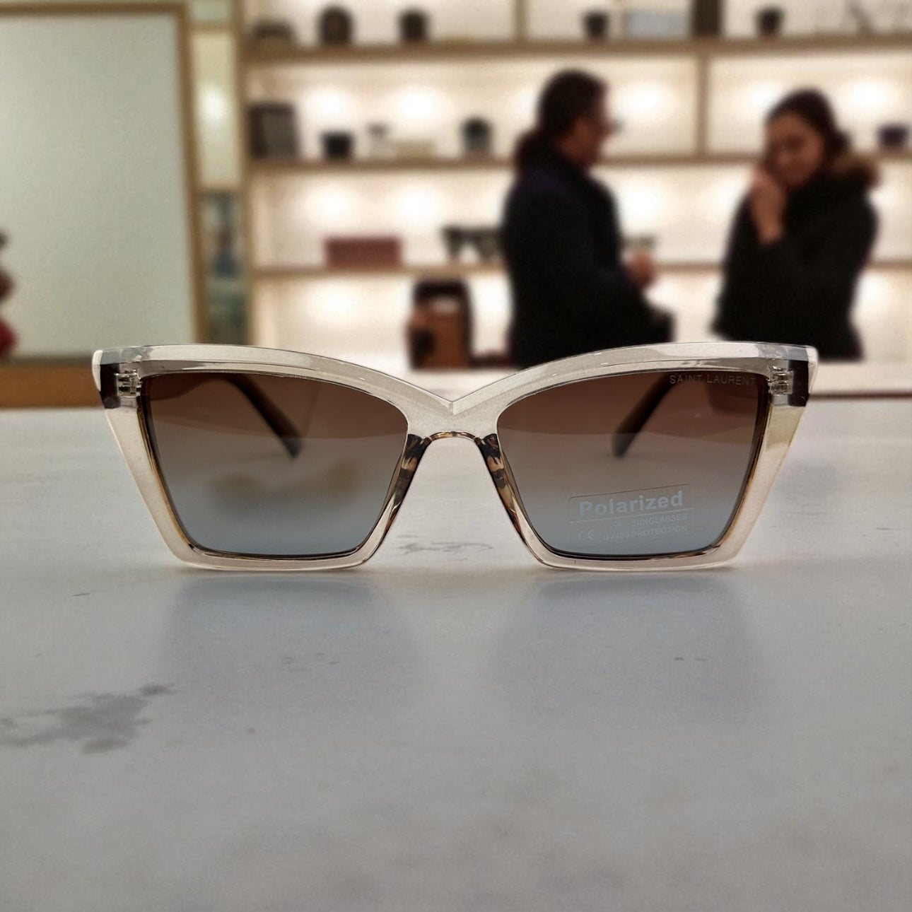 Saint Laurent Cat-Eye Polarized Sunglasses – Nude Gradient UV400 Luxury Shades