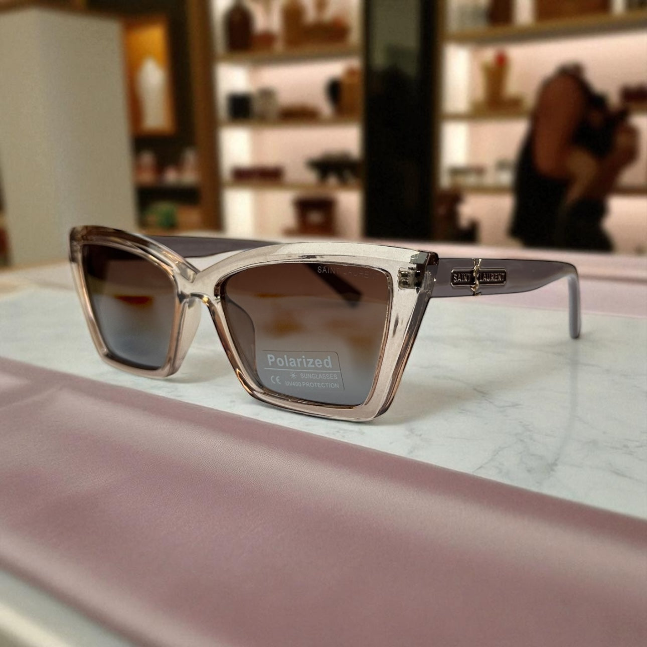 Saint Laurent Cat-Eye Polarized Sunglasses – Nude Gradient UV400 Luxury Shades