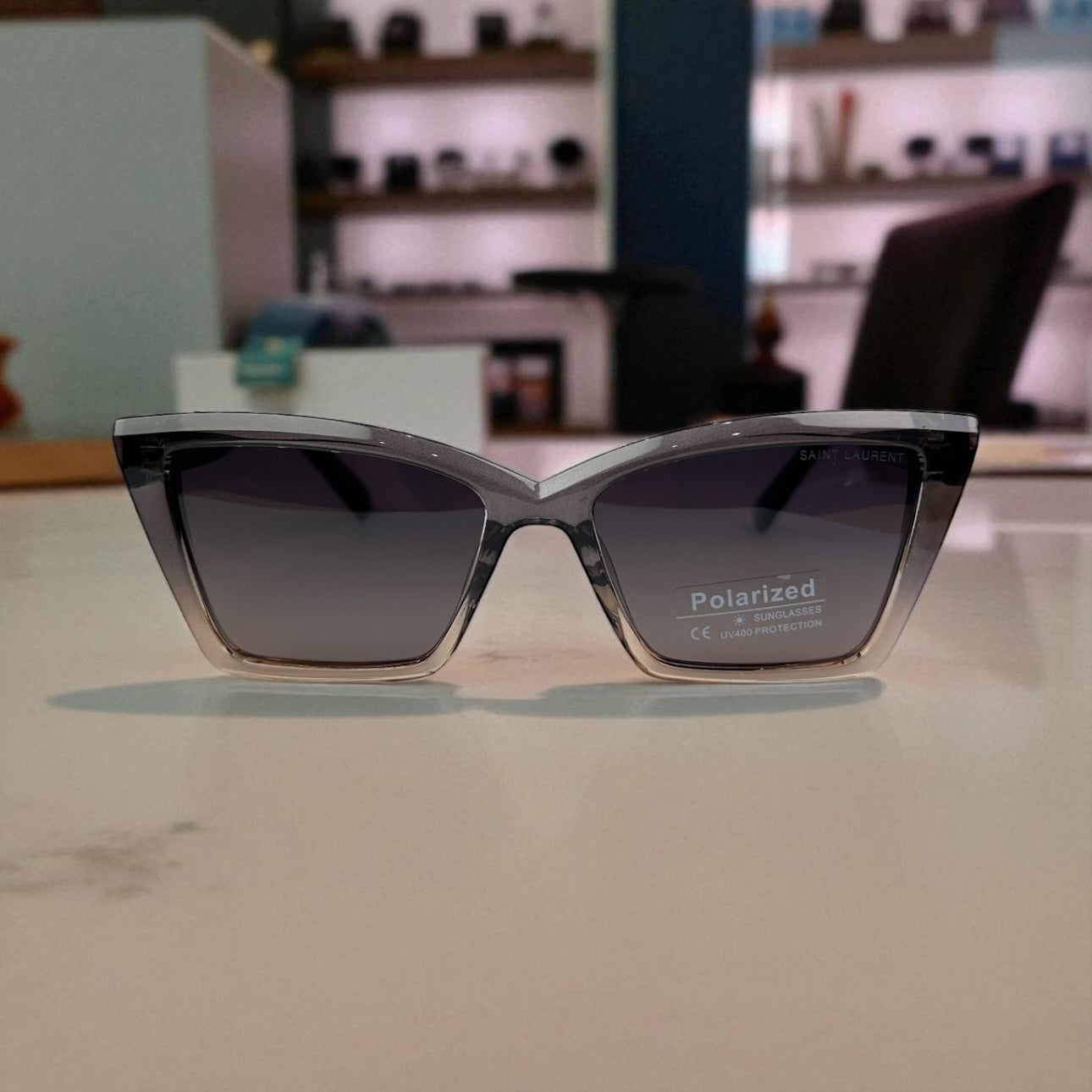 Saint Laurent Cat-Eye Polarized Sunglasses – Nude Gradient UV400 Luxury Shades