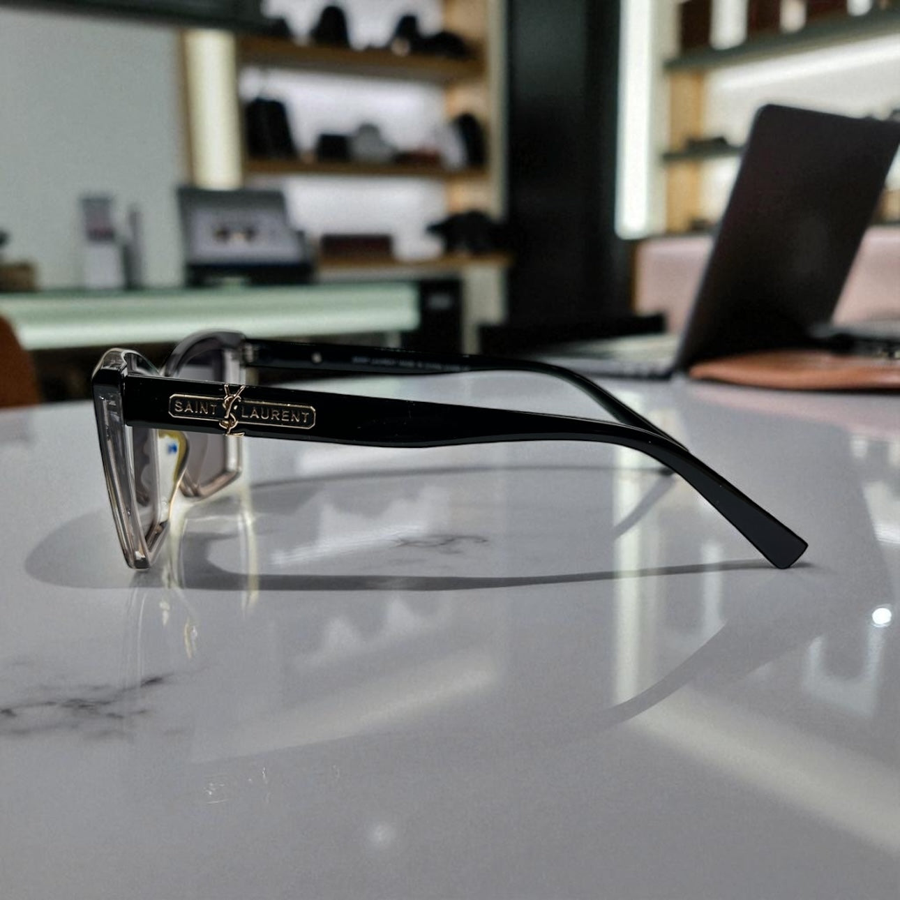 Saint Laurent Cat-Eye Polarized Sunglasses – Black Gradient Frame UV400 Luxury Shades