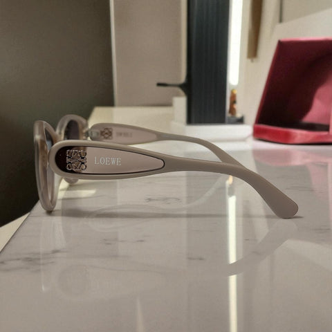 Loewe Cat-Eye Sunglasses – Ivory Matte Frame with Gold Anagram Detailing UV400