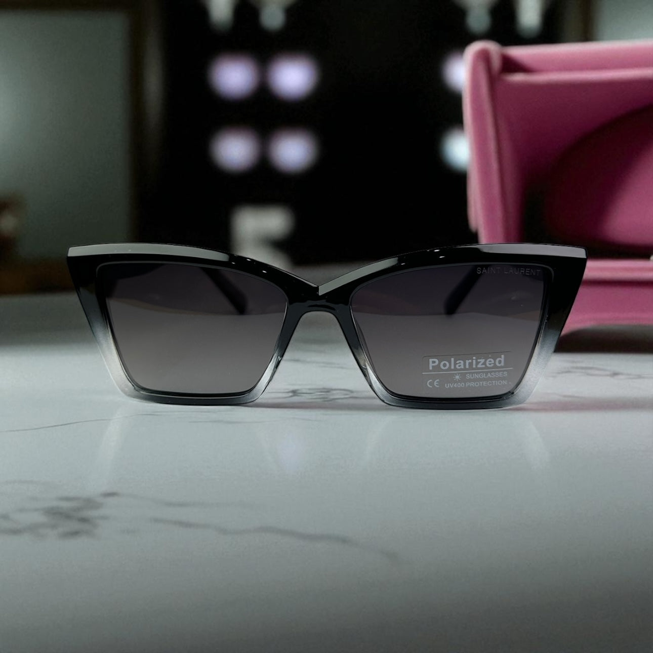 Saint Laurent Cat-Eye Polarized Sunglasses – Black Ombre Frame UV400 Luxury Eyewear