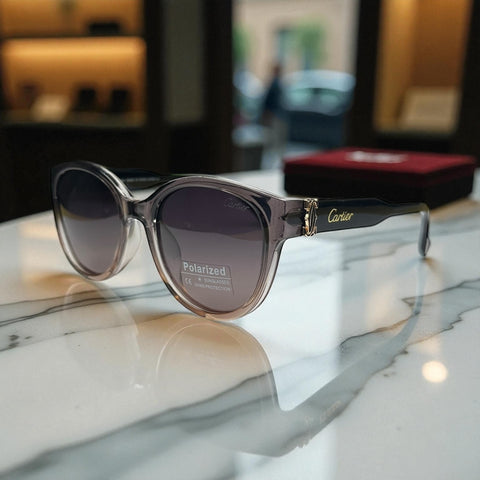 Cartier Cat-Eye Polarized Sunglasses – Black & Smoke Frame with Gold Detailing UV400
