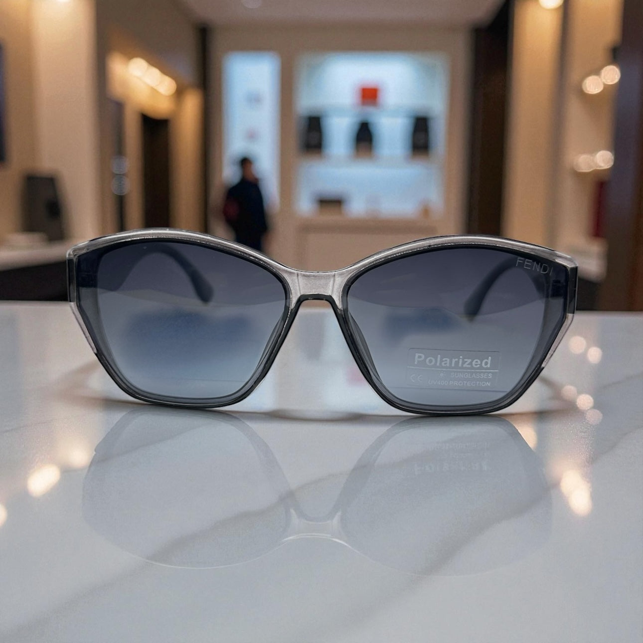 Fendi Polarized Sunglasses – Silver Gradient Frame with Monogram Temples UV400