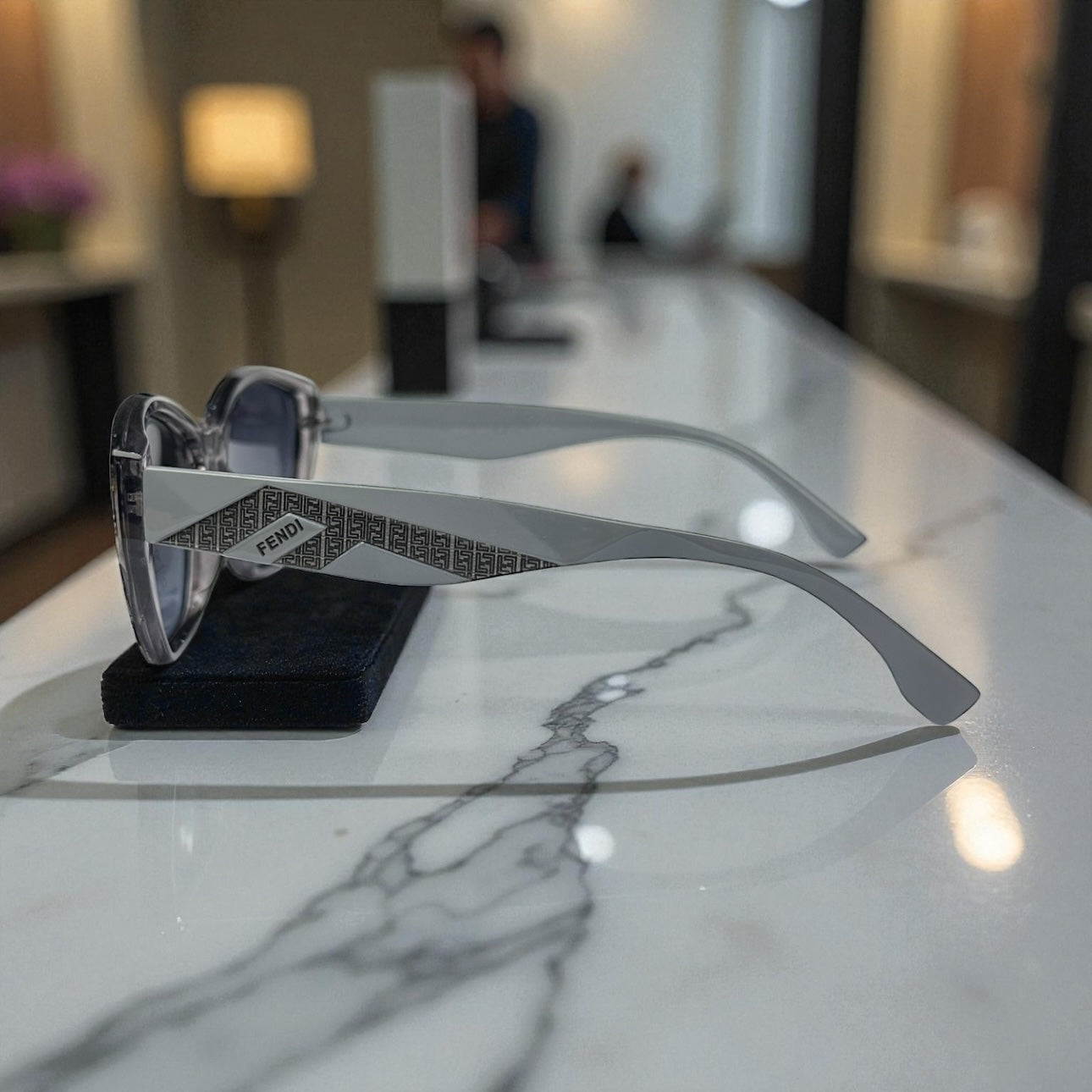 Fendi Polarized Sunglasses – Silver Gradient Frame with Monogram Temples UV400