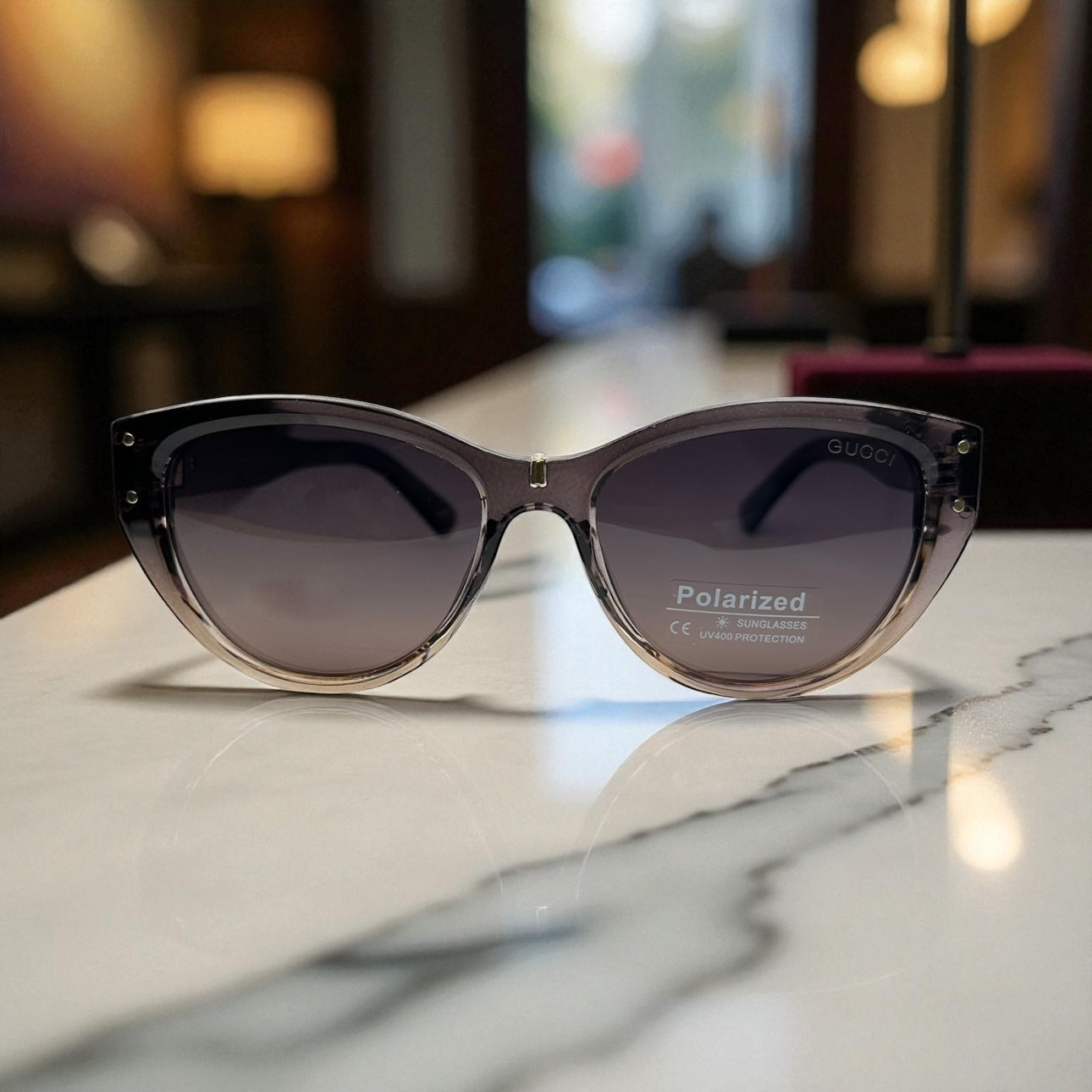 Gucci Polarized Sunglasses – Black Gradient Frame with Gold GG Temples UV400