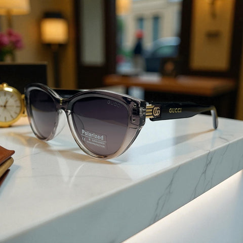 Gucci Polarized Sunglasses – Black Gradient Frame with Gold GG Temples UV400